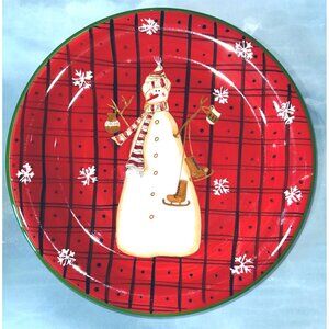 Snow Mates by Noble Excellence Christmas Holiday Plates Snowman and Snowflakes